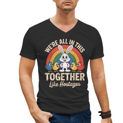 We'Re All In This Together Like Hostages Introvert Men's V-Neck T-Shirt - Raresse