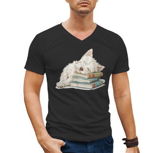 West Highland Terrier Books Dog Breed Westie For Men Women Girls Kids Men's V-Neck T-Shirt - Bookorys