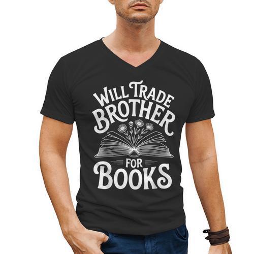 Will Trade Brother For Books Men's V-Neck T-Shirt - Bookorys