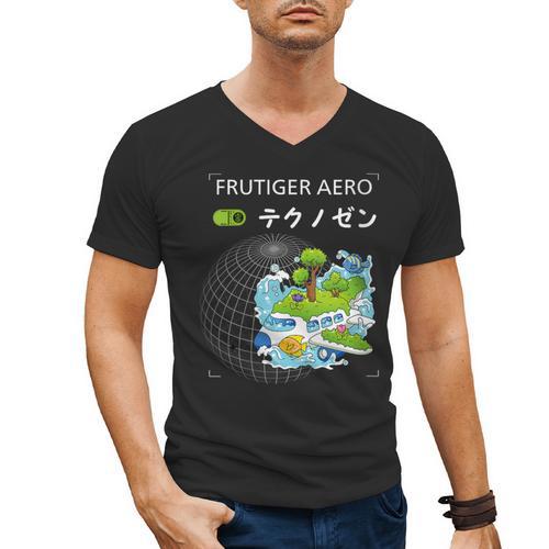 Women's Frutiger Aero Y2K Fashion Trends Statement Piece Tech Orbite Men's V-Neck T-Shirt - Figerry