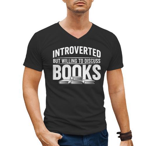 Women's Introverted But Willing To Discuss Books Men's V-Neck T-Shirt - Bookorys DE