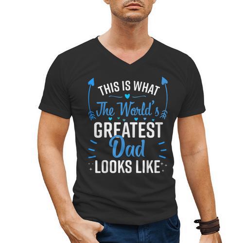 This Is What World's Greatest Dad Looks Like Father's Day Men's V-Neck T-Shirt - Father's Day Fun