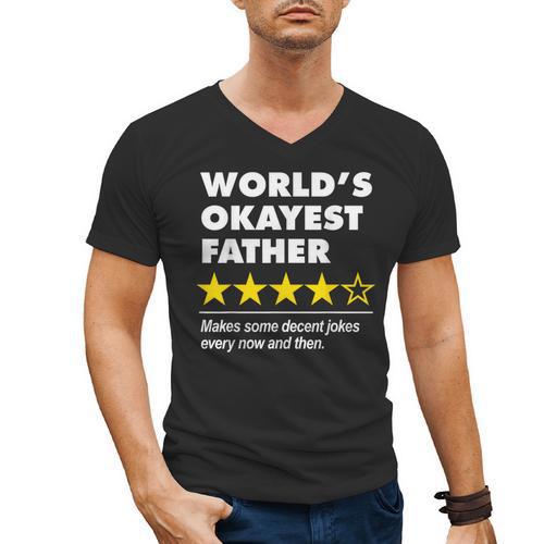 Worlds Okayest Father Dad Joke Review For Fathers Day Men's V-Neck T-Shirt - Father's Day Fun