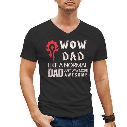 WOW Dad Like a Normal Dad Way More Awesome Tee T-Shirt Men's V-Neck T-Shirt - Father's Day Fun