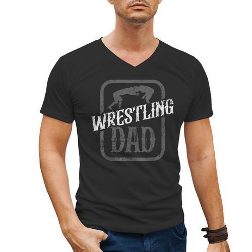 Wrestling Dad Martial Arts Wrestler Wrestle Hobby Father Men's V-Neck T-Shirt - Father's Day Fun