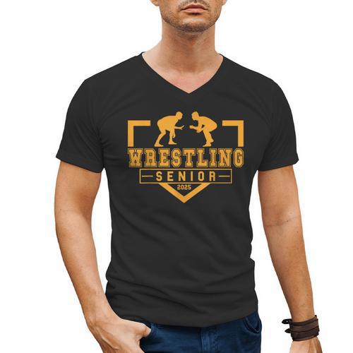 Wrestling Senior Night Wrestling Senior 2025 Graduation 17 Men's V-Neck T-Shirt - Best Gift Smart