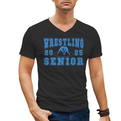 Wrestling Senior Night Wrestling Senior 2025 Graduation 44 Men's V-Neck T-Shirt - Best Gift Smart