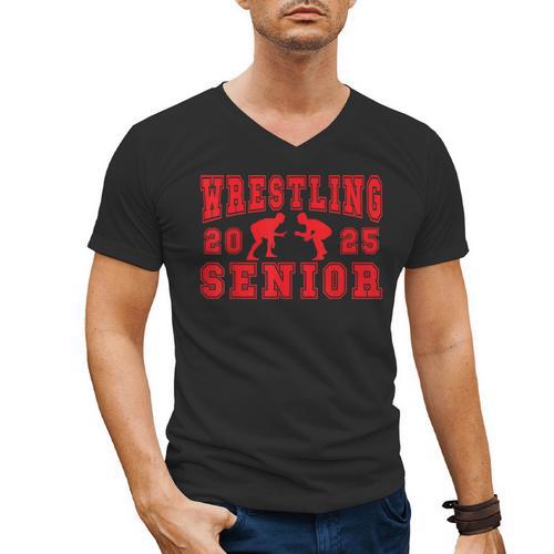 Wrestling Senior Night Wrestling Senior 2025 Graduation 7 Men's V-Neck T-Shirt - Best Gift Smart