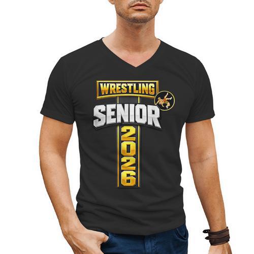 Wrestling Senior Night Senior 2026 Faith Cross Graduation Men's V-Neck T-Shirt - Best Gift Smart