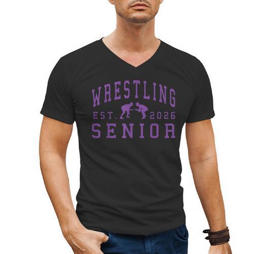 Wrestling Senior Night Wrestling Senior 2026 Graduation 84 Men's V-Neck T-Shirt - Best Gift Smart
