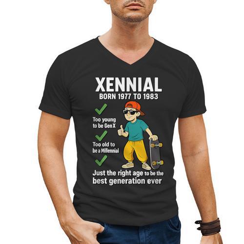 Xennial Born 1977 To 1983 Nostalgia Men's V-Neck T-Shirt - Figerry