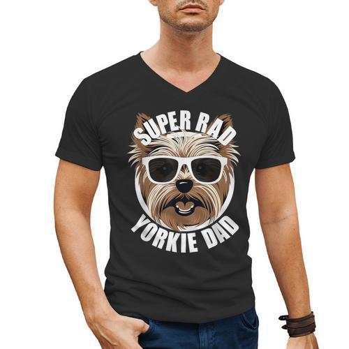 Yorkie Dad Father’s Day Yorkshire Terrier Dog Dad Men's V-Neck T-Shirt - Father's Day Fun