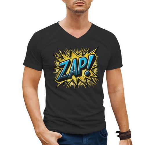 ZAP Comic Book Retro Artwork – Cartoon Collector Men's V-Neck T-Shirt - Bookorys