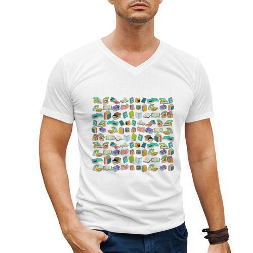 100 Days In The Books English Reading Teacher 100th Day Kids Men's V-Neck T-Shirt - Bookorys