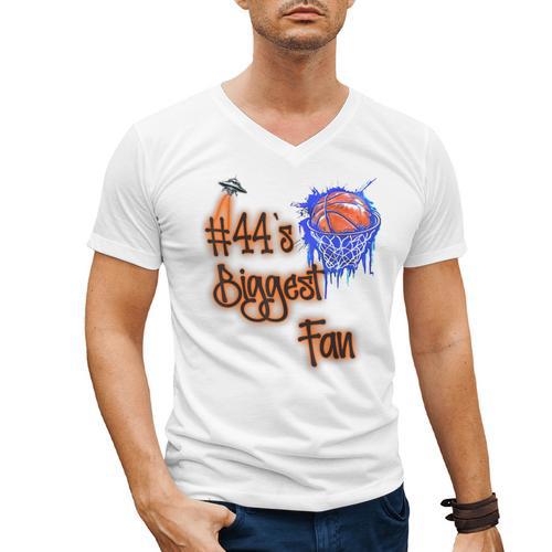 44 Biggest Fan Of Basketball Player Number 44 Dad Mom Men's V-Neck T-Shirt - Father's Day Fun