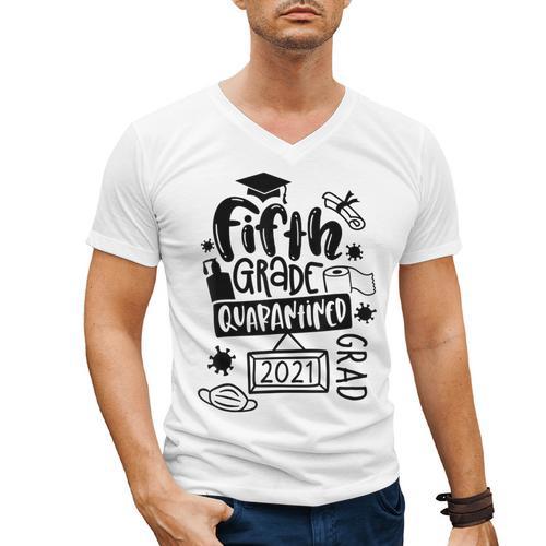 5th Grade Graduate 2021 Graduate Quarantine Fifth Graduation Men's V-Neck T-Shirt - Best Gift Smart