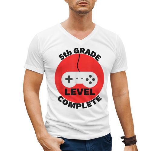 5th Grade Level Complete Gamer Graduation Men's V-Neck T-Shirt - Best Gift Smart
