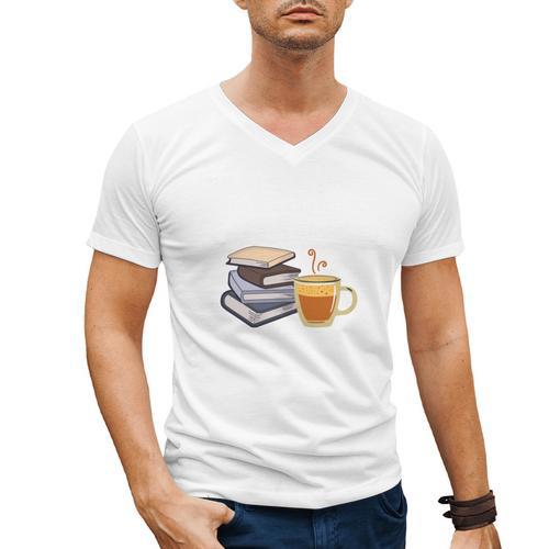 67 Read Every Night Quote For Book Lovers &Coffee Fans Men's V-Neck T-Shirt - Bookorys