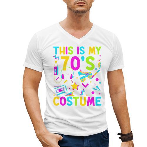 This Is My 70's Costume Nostalgia Mixtape Era 1970s Party Premium Tri-Blend Men's V-Neck T-Shirt - Figerry