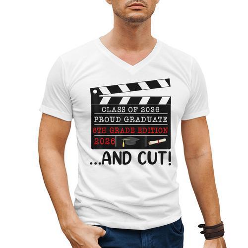 8th Grade Graduation 2026 Graduate Clapperboard Men's V-Neck T-Shirt - Best Gift Smart
