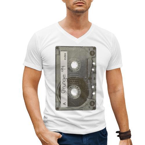 90s MUSIC NOSTALGIA GRAPHIC Men's V-Neck T-Shirt - Figerry