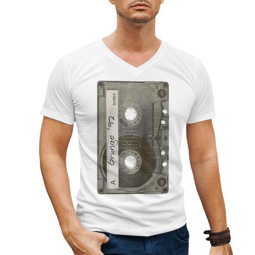 90s MUSIC NOSTALGIA GRAPHIC Raglan Baseball Tee Men's V-Neck T-Shirt - Figerry