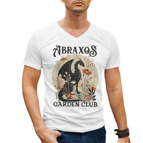 Abraxos Flower Garden Club Book Lover Fantasy Dragon Bookish Men's V-Neck T-Shirt - Bookorys