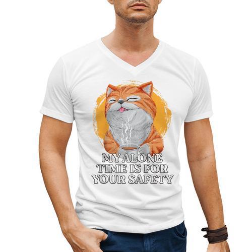 My Alone Time Is For Your Safety Coffee Lover Introvert Raglan Baseball Tee Men's V-Neck T-Shirt - Raresse