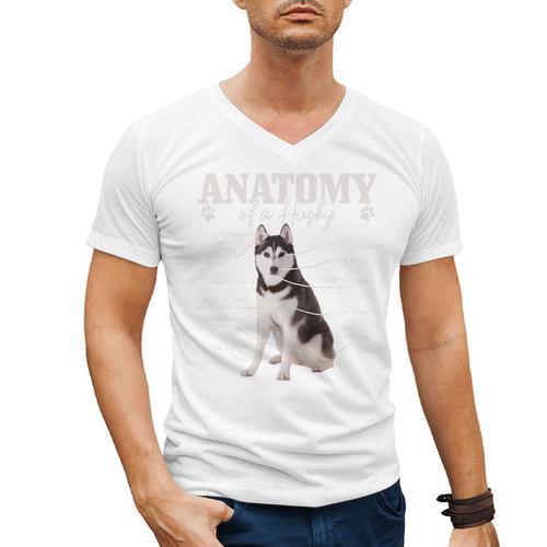Anatomy Of A Siberian Husky Cute Dog Husky Mom Dad Men's V-Neck T-Shirt - Father's Day Fun