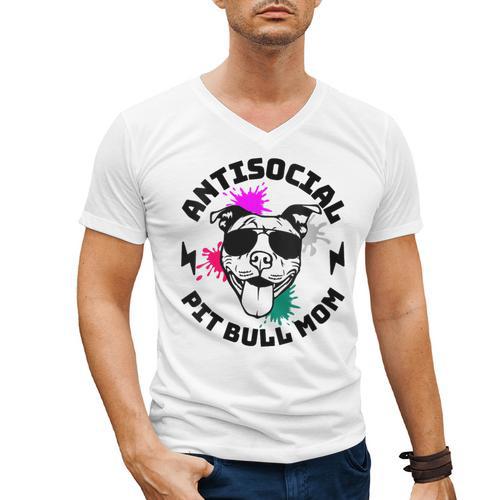 Antisocial Pit Bull Mom Pittie Introvert Dog Lover Pit Bull Men's V-Neck T-Shirt - Raresse
