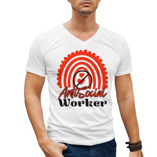 AntiSocial Worker Anti-Social Social Worker Introvert Men's V-Neck T-Shirt - Raresse
