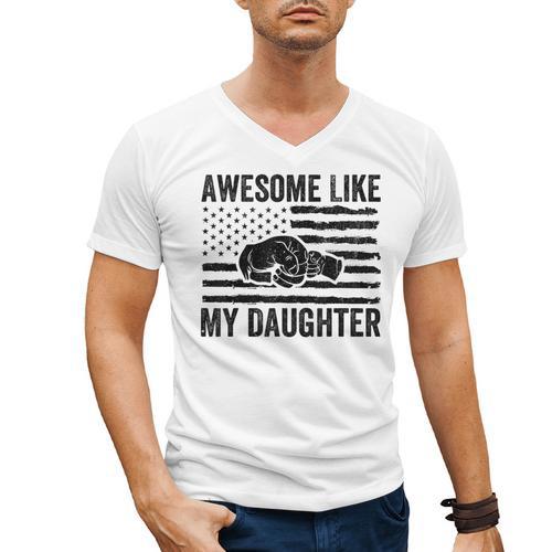 Awesome Like My Daughter Men Fathers Day Dad Men's V-Neck T-Shirt - Father's Day Fun