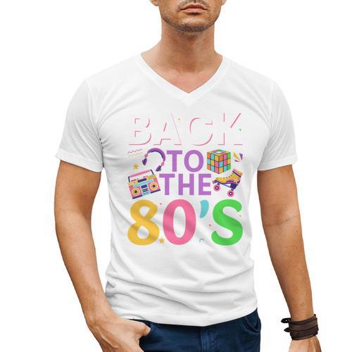 Back To The 80's Mixtape Era Nostalgia Retro 1980 80's Style Men's V-Neck T-Shirt - Figerry