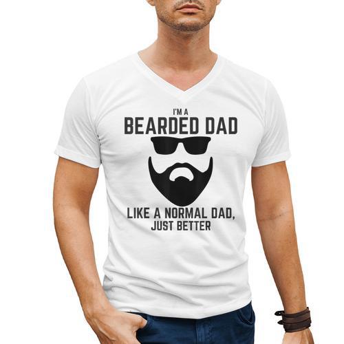 Bearded Dad Beard Humor Superhero Men's V-Neck T-Shirt - Father's Day Fun