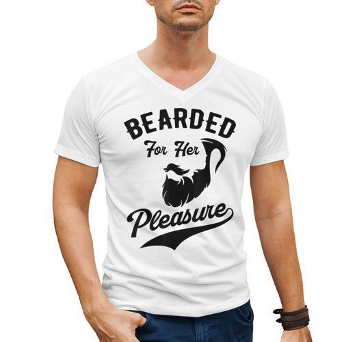 Bearded For Her Pleasure Bearded Dad Father Men's V-Neck T-Shirt - Father's Day Fun