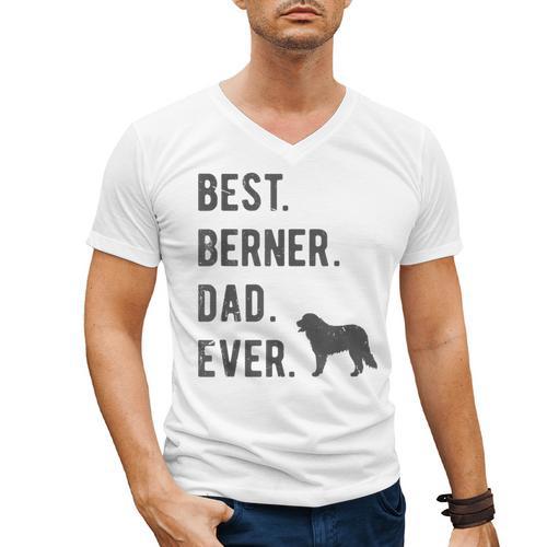 Best Berner Dad Ever Bernese Mountain Dog Lovers Dad Men Men's V-Neck T-Shirt - Father's Day Fun