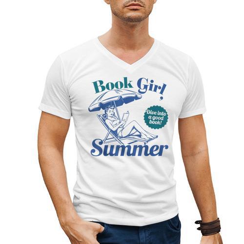 Book Girl Summer Bookish Beach Men's V-Neck T-Shirt - Bookorys DE