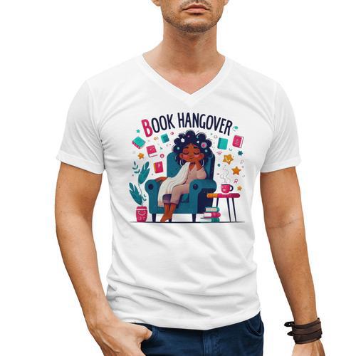 Book Lover Graphic Tee Book Hangover Premium Tri-Blend Men's V-Neck T-Shirt - Bookorys DE