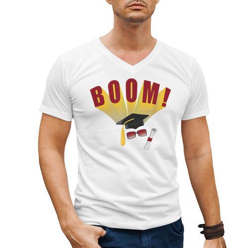 Boom Graduation Hat And Diploma For Proud Graduate Men's V-Neck T-Shirt - Best Gift Smart