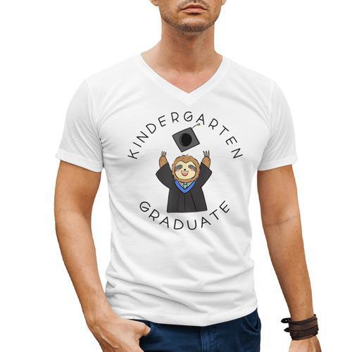 Boys Girls Kindergarten Graduate Sloth Graduation Cap Men's V-Neck T-Shirt - Best Gift Smart