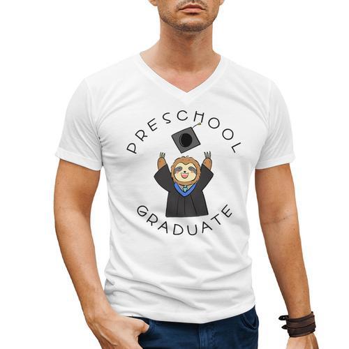 Boys Girls Preschool Graduate Sloth Graduation Cap Men's V-Neck T-Shirt - Best Gift Smart