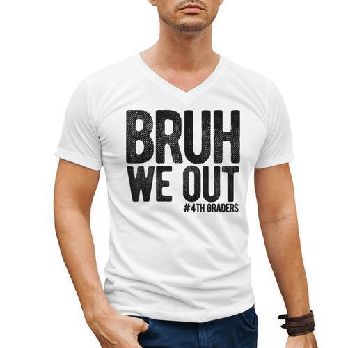 Bruh We Out 4th Graders Fourth Grade Graduation Class 2026 Men's V-Neck T-Shirt - Best Gift Smart