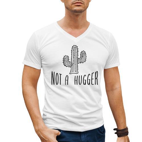 Cactus Not A Hugger Homebody Introvert Raglan Baseball Tee Men's V-Neck T-Shirt - Raresse