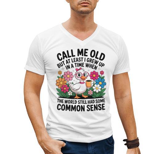 Call Me Old Seniors Nostalgia Retro Humor Casual Men's V-Neck T-Shirt - Figerry