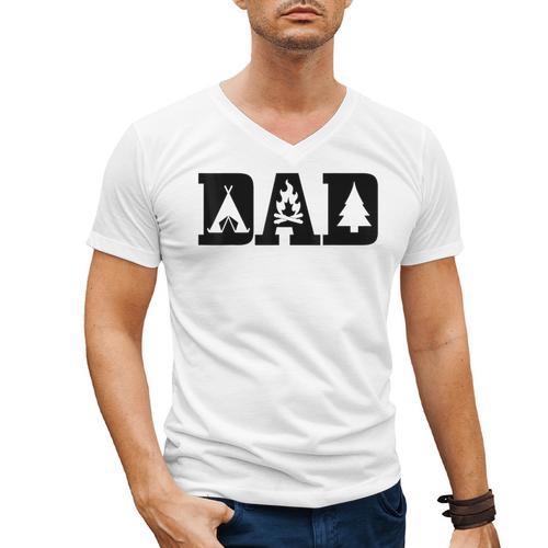 Camping Dad Father's Day Outdoor Bushcraft Camper Men's V-Neck T-Shirt - Father's Day Fun