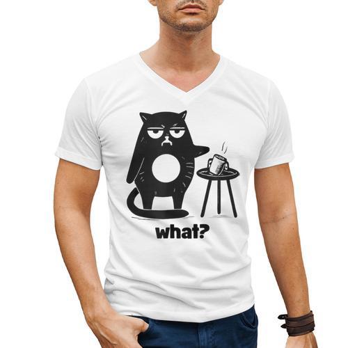 Cat What Humor Introvert Anti-Social Men's V-Neck T-Shirt - Raresse