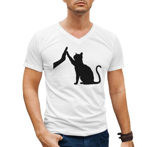 Cat Lover Cat Mom Cat Dad Men Women & Kids Cute Cat Men's V-Neck T-Shirt - Father's Day Fun
