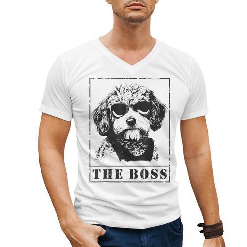 The Cavapoo Boss Mom Dad Dog Lover Men's V-Neck T-Shirt - Father's Day Fun