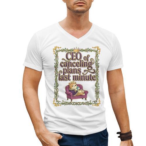 CEO Of Canceling Plans Flake Introvert Friend Premium Tri-Blend Men's V-Neck T-Shirt - Raresse
