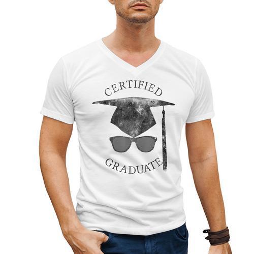 Certified Graduate Vintage Mortarboard Graduation Men's V-Neck T-Shirt - Best Gift Smart
